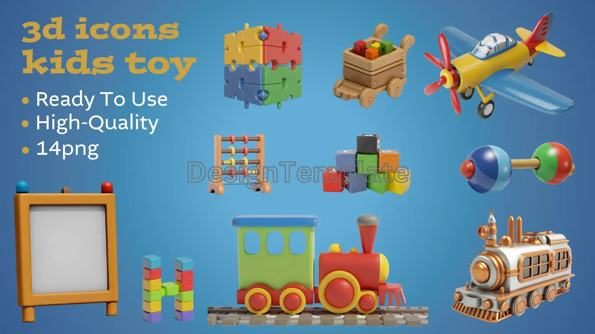 Kids Toy Collection 3D Icons Pack image